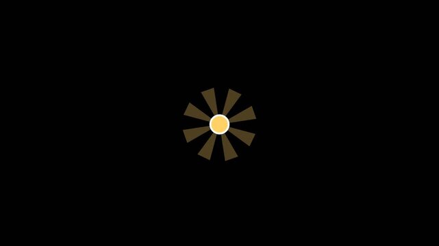 Minimalist loading spinner animation featuring a rotating brown geometric star shape centered on a deep black video motion background