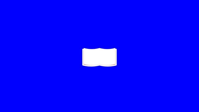Open book icon centered on a vibrant blue background representing educational digital motion footage for modern creative graphic design projects