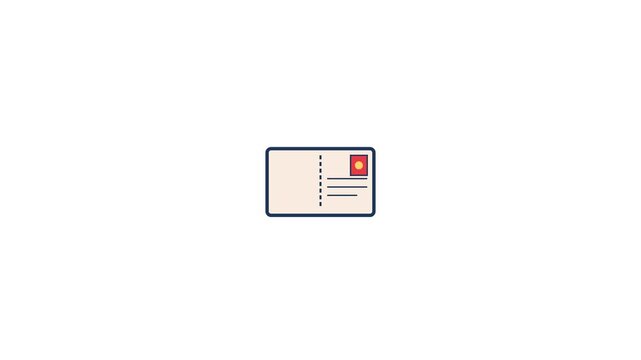 Minimalist postcard illustration featuring flat design elements with clean lines and soft colors in this smooth digital motion video clip