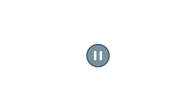 Pause button icon with a soft blue circular frame rotates slowly in this seamless digital motion animation video clip loop