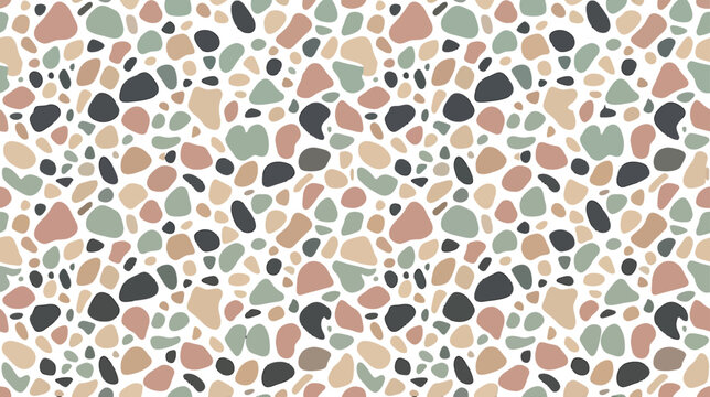 Terrazzo pattern with organic stone shapes in muted earth tones for modern interior design background vector illustration