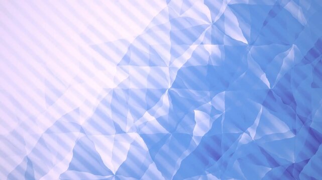 Abstract blue and white geometric polygonal background with diagonal stripes and crumpled texture