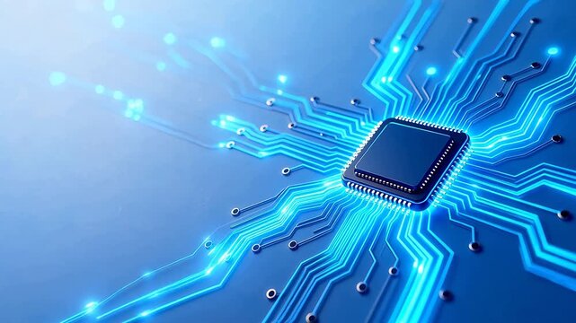 Microchip with glowing circuitry