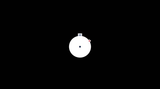 Minimalist white circular clock timer spinning rapidly in this digital motion clip featuring simple flat design and clean aesthetic elements