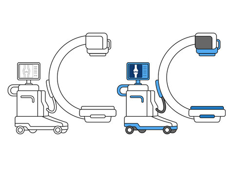 Fluoroscopy C-Arm Imaging System Icon Vector for Interventional Radiology and Surgery