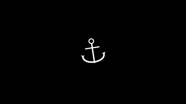 Minimalist white anchor icon centered on a deep black background creates a smooth and elegant motion graphic animation video clip.