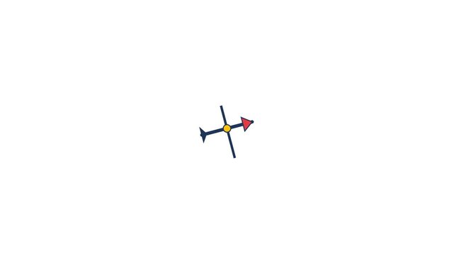 Minimalist compass needle icon animation rotating smoothly in a looping digital motion clip for modern user interface design elements