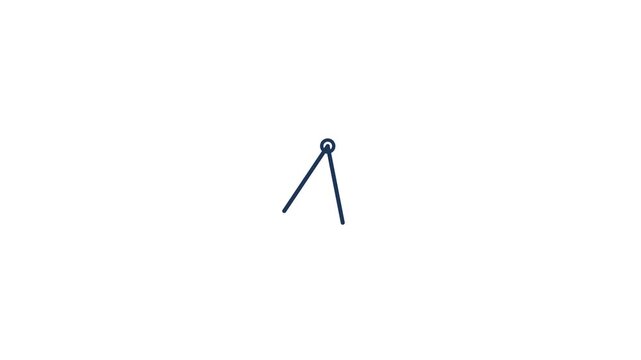 Minimalist blue geometric compass animation showing rotating needles in a rhythmic motion for modern digital design and technical video projects