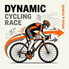 Fototapeta premium Dynamic Cycling Race Speed And Power Illustration Of Athlete