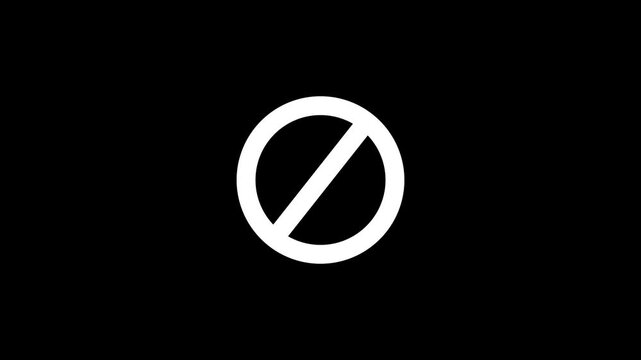 Warning, stop or no entry forbidden blue circle and line symbol icon animation on a white background. No Sign Icon. Red Crossed Circle Vector Design. stop or no entry forbidden blue circle icon animat
