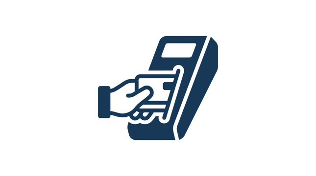 Credit card payment terminal processing transaction icon.