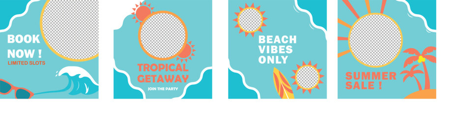Summer vacation travel posters with tropical beach themes © Amit