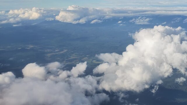 Aerial view of clouds over rolling hills in Washington state