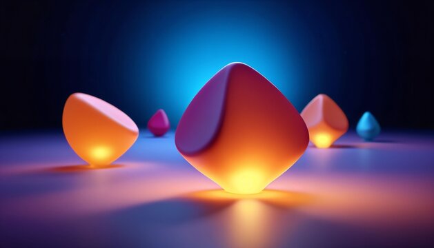 Organic Glowing Abstract Crystal in Futuristic Landscape