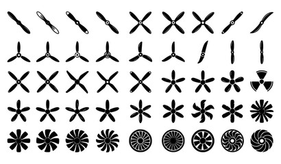 Airplane Propeller Silhouette Collection Vector with Aircraft Motor Blade Icons © Mst.Razia