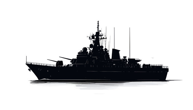 Silhouette of a Military Warship Vessel.
