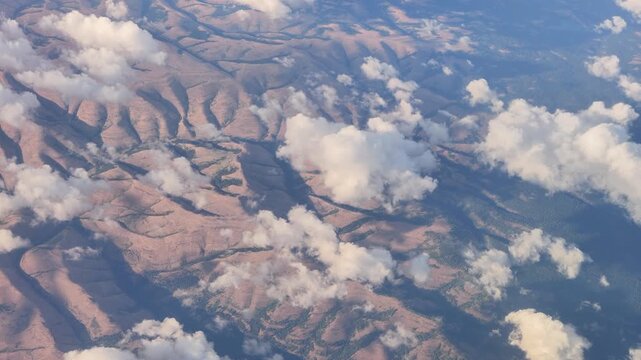 Aerial view of rolling hills and clouds in Washington state