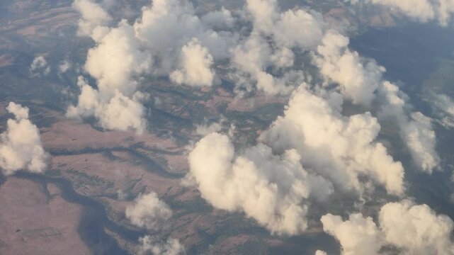 Aerial view of clouds over landscape in Washington state