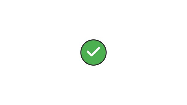 Green circular checkmark icon representing a successful completion of a digital task displayed in this smooth motion animation video clip