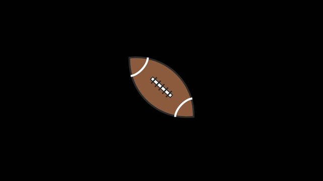 American football ball spinning in a smooth rotating motion for this high quality digital 2d animation video clip style graphic