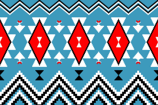 Aztec tribal diamond chevron pixel pattern design for textiles