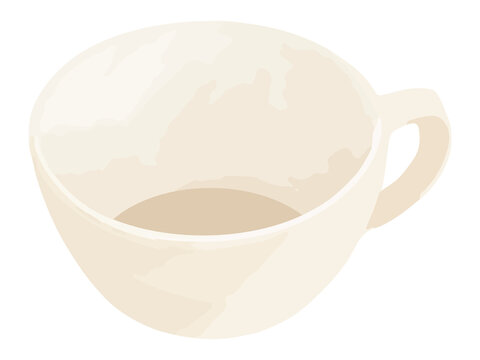 手描き厚塗りのスープマグカップイラスト 中身が空の食器素材