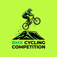 Obraz premium Dynamic Bmx Rider Performs Extreme Jump During Competition Event