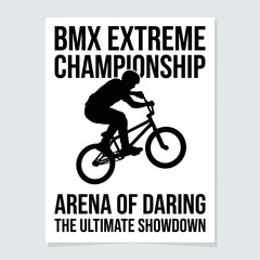 Obraz premium Dynamic Bmx Rider Silhouette Performing Stunts At Championship Event Poster