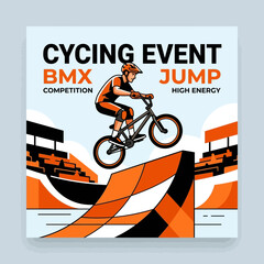 Obraz premium Dynamic BMX Cycling Event Jump Competition Action High Energy Visual Illustration