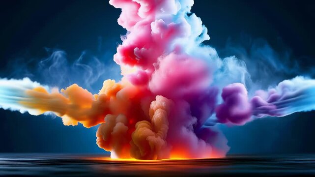 Abstract Colorful Ink Clouds Flowing Translucent Background