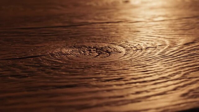 close-up textured dark wood surface with warm lighting, showing grain and imperfections, for background or material themes