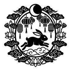 Mid Autumn Running Rabbit Lantern Lotus Circle © Sumona