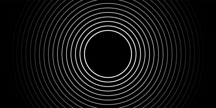 Create a bold look with a centric circle background featuring vector graphics of sound waves.