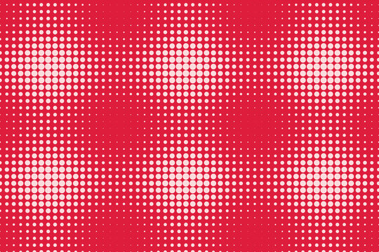 Red halftone dot pattern with white geometric grid overlay dots