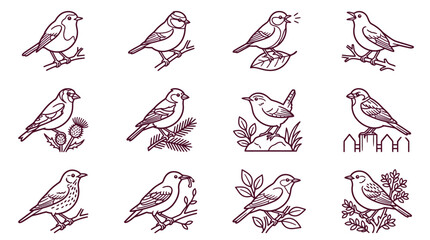 Minimal Outline Bird Icon Set © Suris
