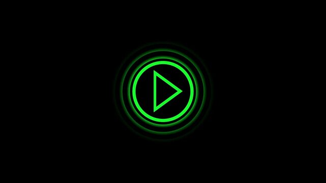 White video play button icon animation on a black background