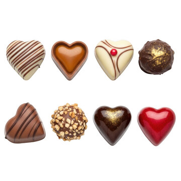 Assorted heart-shaped chocolates with sprinkles