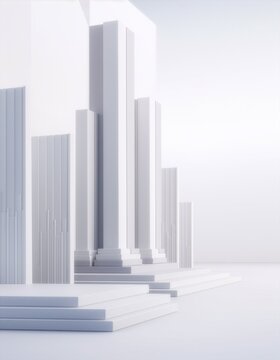 Vertical minimalist 3D abstract background representing smart city proptech and urban development