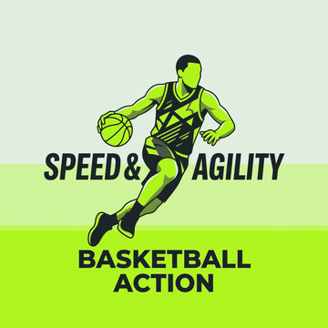Dynamic Basketball Player Dribbling With Speed And Agility Graphic Art For Sports Motivation
