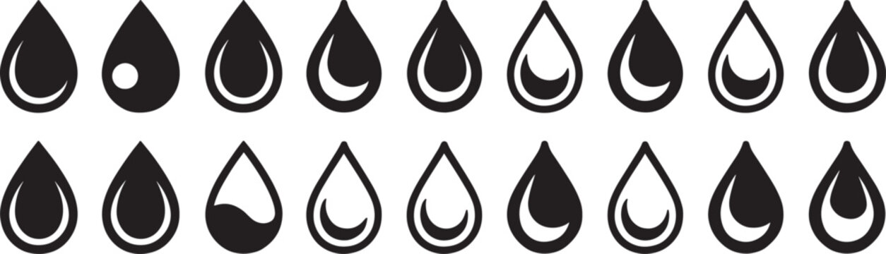 Drops Arranged in a Grid Pattern with Varying Fill Levels Featuring Water, Liquid, Vector with Illustration and Design Elements