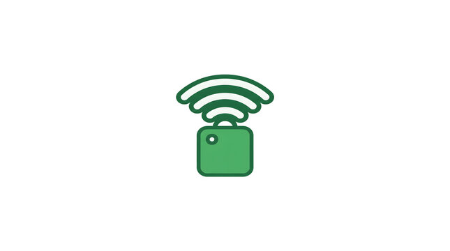 Green Smart Speaker Icon with WiFi Signal Waves