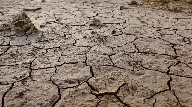 Drought and water crisis problems. The parched earth cracks under a relentless sun, a stark reminder of drought's harsh grip. This barren landscape tells a story of struggle and survival