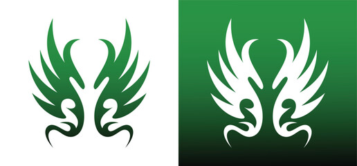 Obraz premium Tribal Phoenix Logo Vector – Abstract Winged Bird Mascot Emblem for Esports and Brand Identity