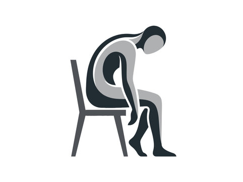 Vector graphic of a depressed person slouched on a chair