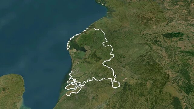 3D animated map of Netherlands with Flag and borders 00:15
