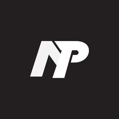 Initial NP logo design creative letter white color on black background. © Afroza