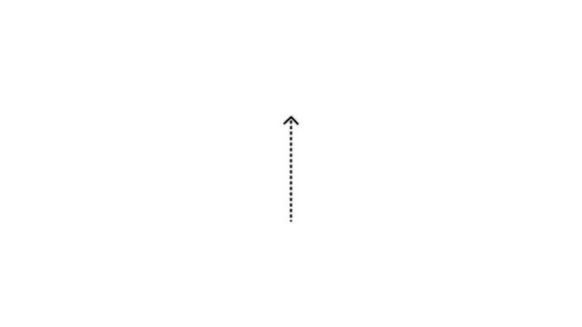 Up arrow direction icon with dotted line animation on a white background. dot arrows icon sign animated with alpha channel.