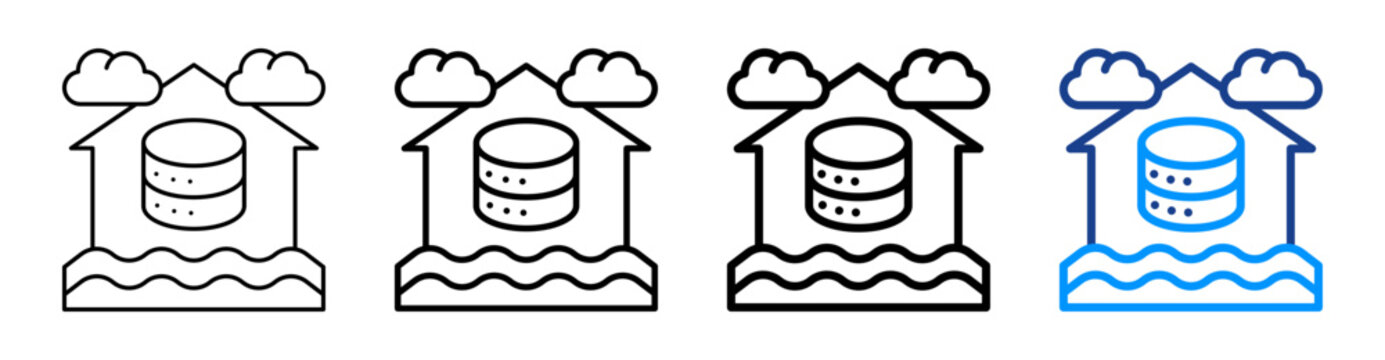 Data Lakehouse Outline Icon Set