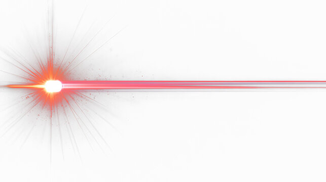 Glowing red beam of light extending outward from a bright center on black background