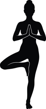 Young Woman Yoga Silhouette Vector Illustration Isolated Black Beauty Fitness Pose Design